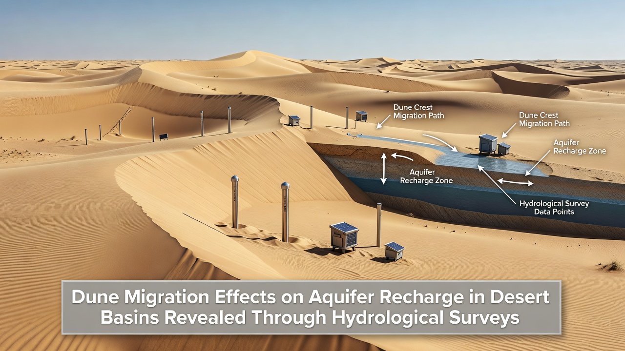 Cross-section diagram from hydrological surveys showing dune sand layers overlying aquifer recharge zones